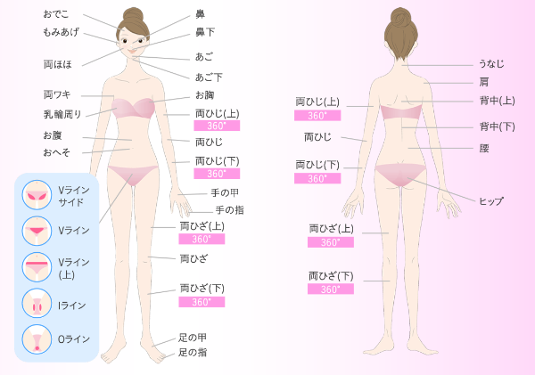 キレイモ_脱毛範囲