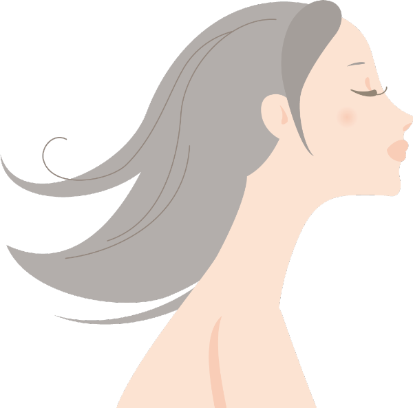 髪をなびかせる女性